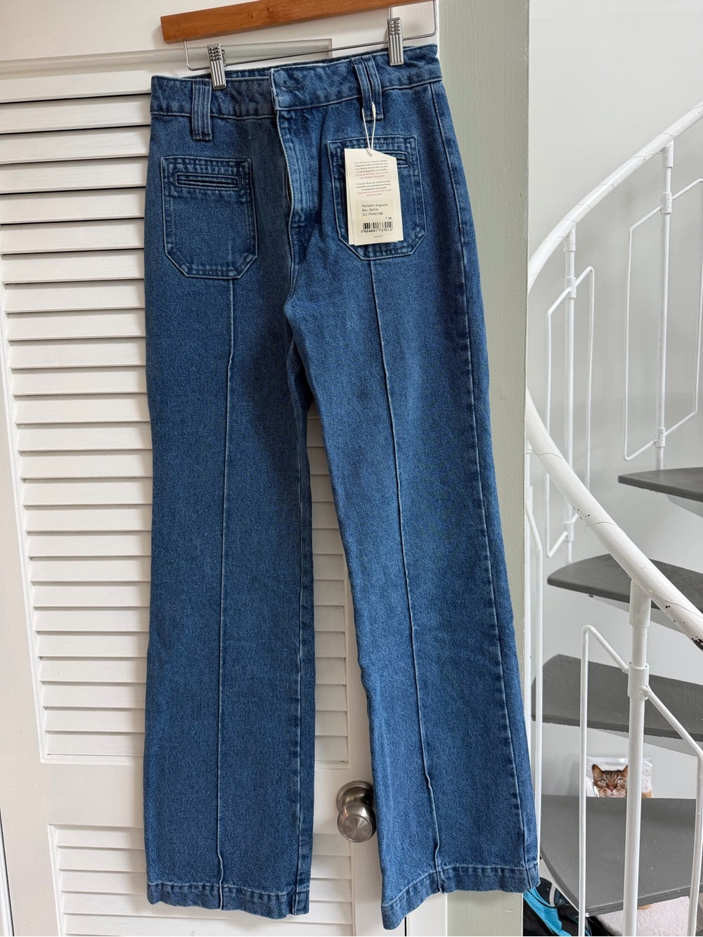 Sezane Bleu Denim Pantalon Augusto